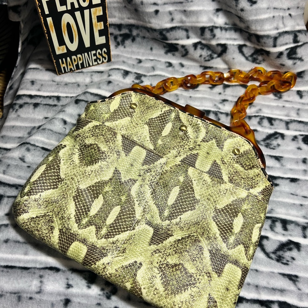 Snake Print Handbag with Chain Strap